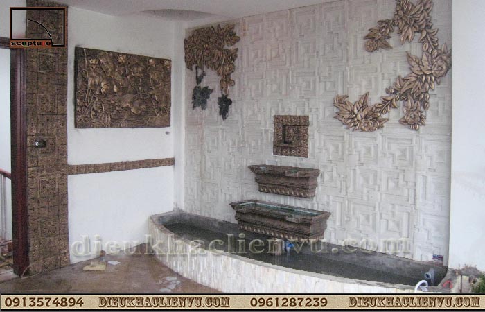 Đài phun nước sân vườn ốp tường đẹp